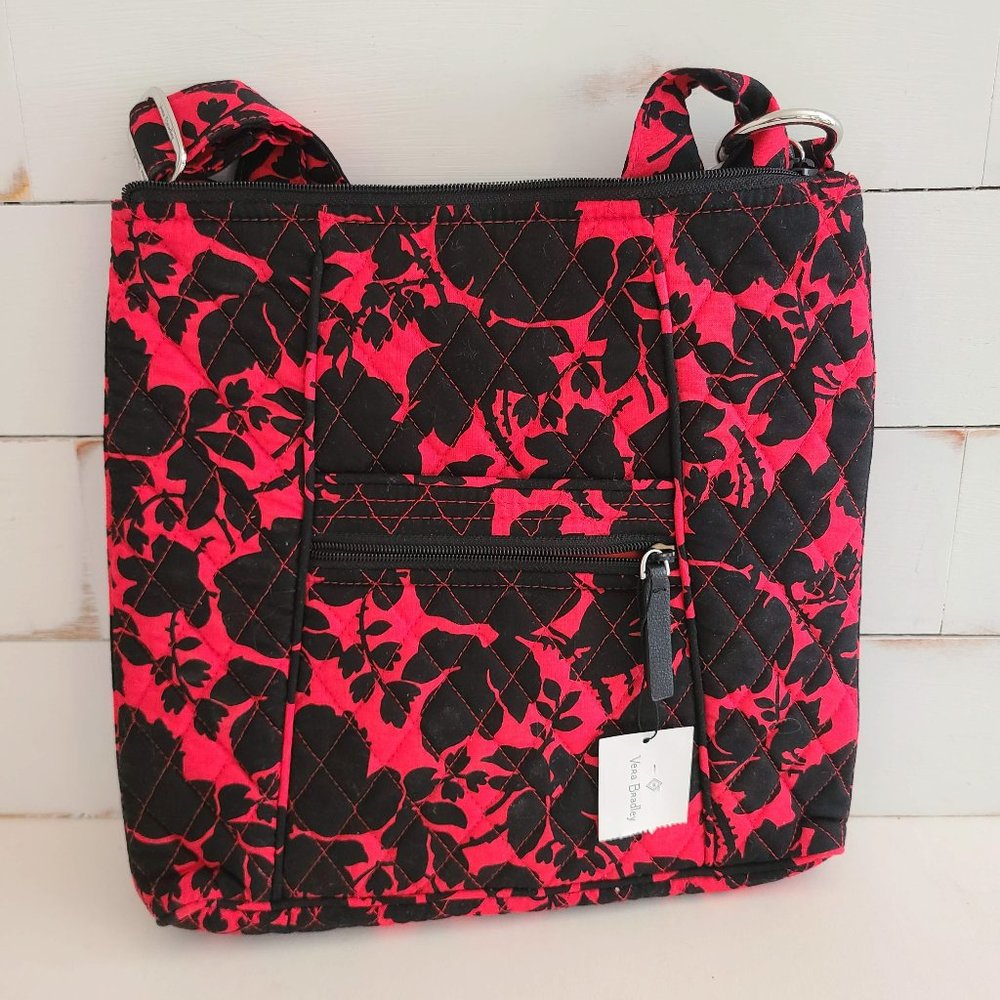 Vera Bradley Hipster Silhouette Floral Red and Black Shoulder Bag
